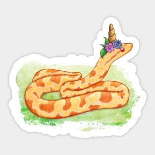 Albino Corn Snake With Unicorn Flowers Sticker